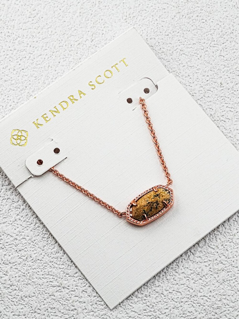 Kendra Scott Rose Gold Necklace with Brown and Gold Stone